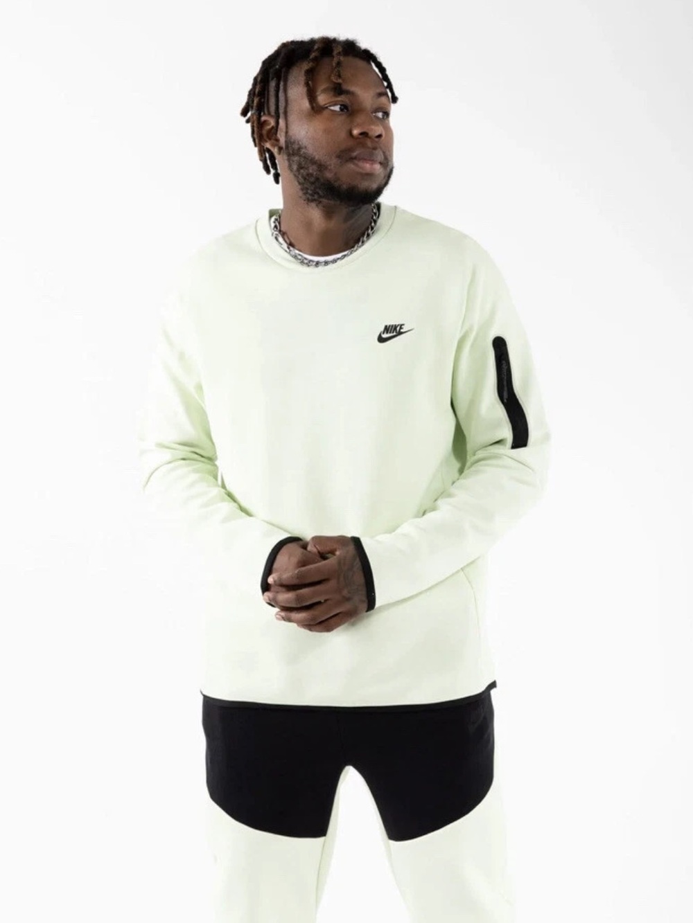 Nike Sportswear Tech Fleece Crew Lime Ice and Black